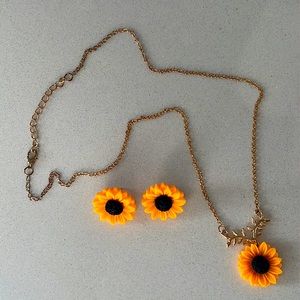 Sunflower necklace and earrings